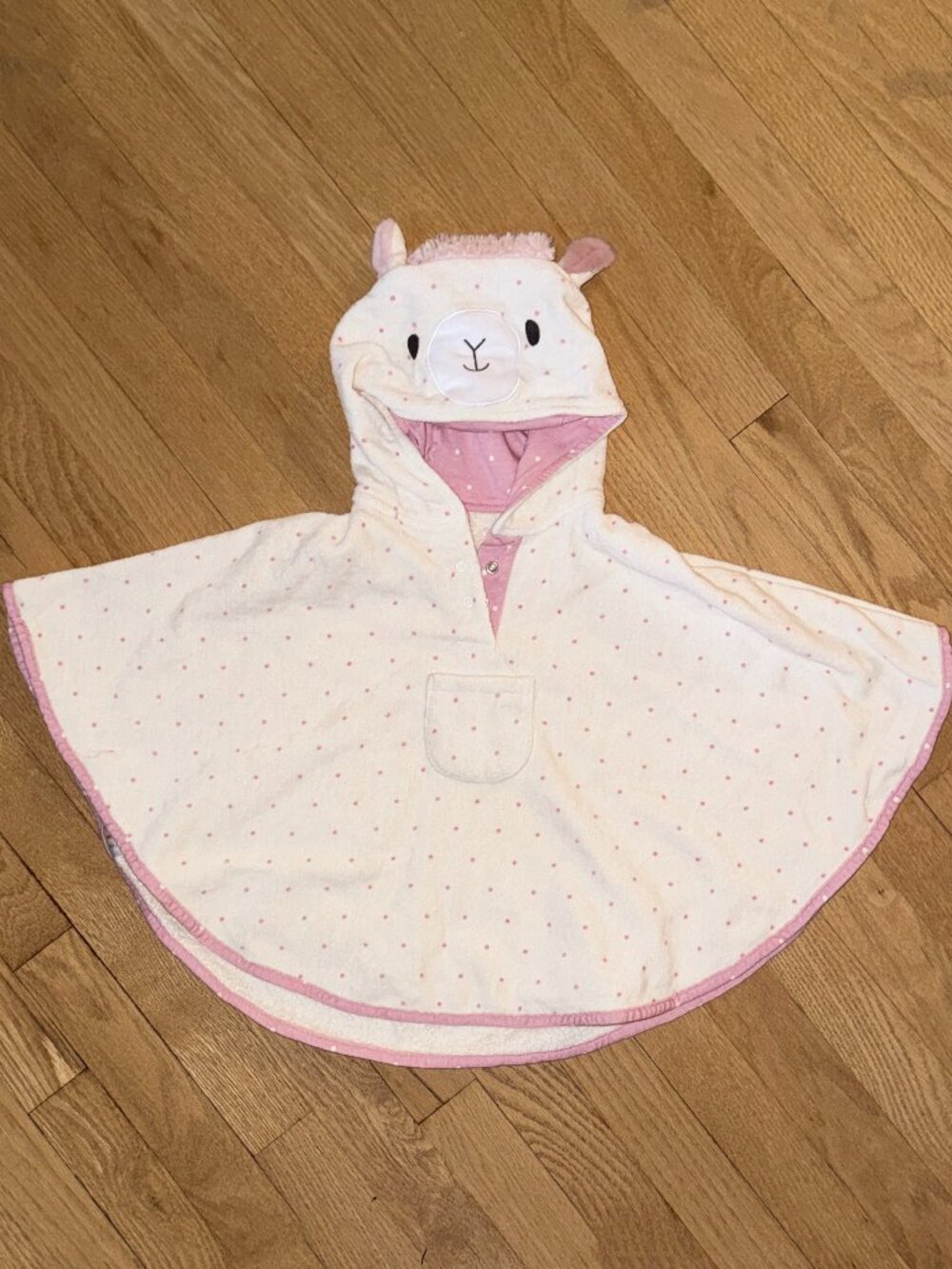 John Lewis & Partners Llama Hooded Baby Bath Towelling Poncho 0-2Y